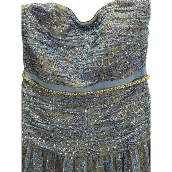 Self-Portrait Blue Strapless Lace Midi Dress US 4 Polyester Blend Cocktail - Picture 8 of 13